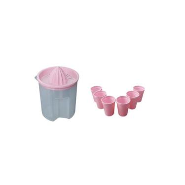 Imagem de Kit jarra espremedor 900 ml + 6 copos 350ml rosa - MICROMAX