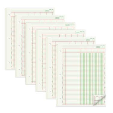 Imagem de suituts Blocos de análise colunar de 300 folhas de papel contábil de 4 colunas, papel contábil de 21 x 28 cm para contabilidade, furador de 3 furos, verde (pacote com 6, 50 folhas/pacote)