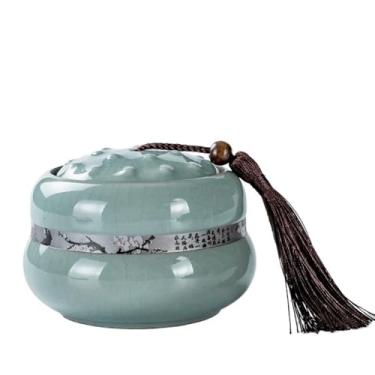 Imagem de Lata de chá Lata de chá de cerâmica com tampa para armazenamento de café em casa para chá, café, ervas, açúcar, especiarias e nozes Caixa de chá(Blue)