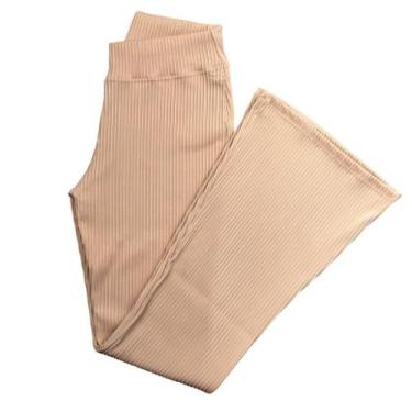 Imagem de Novidade Calça Flare Boca de Sino Bailarina Plus Size Canelada 3D - G1