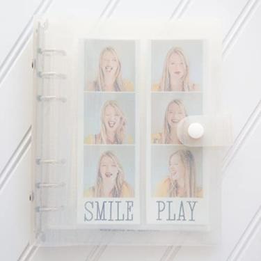 Imagem de SMILE&WAVE Álbum De Cabine Fotos - Caderno Com 6 Argolas E Glitter, Fichário Brilhante 20 Capas 2X6, Acomoda 80 Tiras Deslizantes Para (2X6, Quartzo)