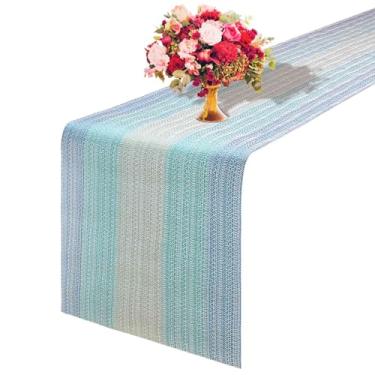 Imagem de GIVERARE Caminho De Mesa Longo Vinil Resistente Ao Calor, 30 X 2,7 M, Antiderrapante, Lavável, Pvc, Fácil Limpar, Capa Cômoda Plástico Premium Para Casamento, Decoração, Casa, Arte (Azul Claro)