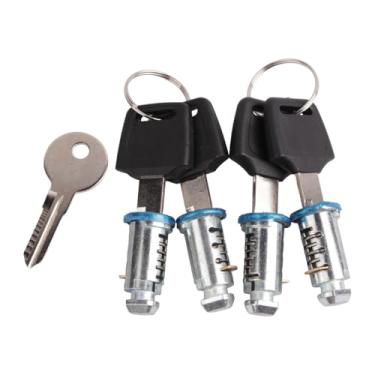 Imagem de FJMQHU Travas de Rack de Teto, Núcleos de Trava, Conjunto de Chaves de Trava de Rack de Teto Fácil de Instalar, Travas de Barra Transversal, Cilindro, 4 Núcleos de Bloqueio