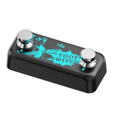 Imagem de MEDIORAYS Pedal Dual Switch Para Efeito De Guitarra Com Trs Azul, Controlador Pé Momentâneo 2 Vias Ampero 6,35 Mm