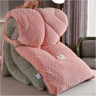 Imagem de Colcha De Veludo De Flanela Super Quente Cobertor Ponderado De Inverno Colcha De Lã Dupla Face Engrossada Quente Outono Primavera Pelúcia Núcleo De Conforto, Cobertor Ultra Macio, A, 180x220cm/3.5kg