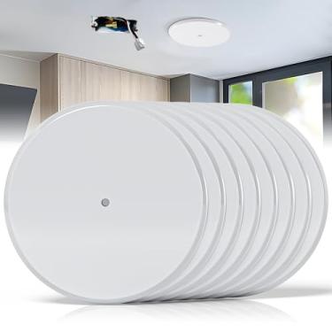 Imagem de Placa de cobertura de teto, placa de parede de metal em branco de 12 cm serve para orifícios de caixa elétrica/octógono redondos/octógonos, placa de cobertura para detector de fumaça com parafusos
