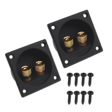 Imagem de OZXNO 2 peças caixa de alto-falante quadrada de 2 vias copo terminal com plugues banana caixa de alto-falante terminal terminal conector conector conector subwoofer (preto)