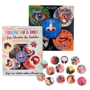 Imagem de Jogo Dos 5 Sentidos Desafio Educativo Sensorial Em Mdf - Coleção Tea &