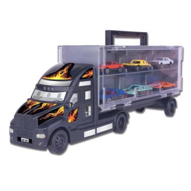 Imagem de Mini Carreta Com 6 Carrinhos Criança Menino Caminhão Cegonha - Braskit
