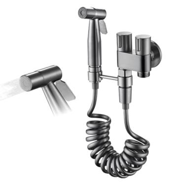 Imagem de Ducha Higiênica Metal, Portátil para Vaso Sanitário Chuveirinho com Dupla Válvula, Pressão Ajustável, Ideal para Banho Muçulmano, Lavagem de Fraldas e Higiene Feminina
