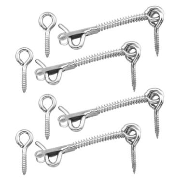 Imagem de Ｂｅｓｇａ 4 peças de gancho de mola e trava de olhal, gancho de portão de aço inoxidável e trava de olhal para trailer de acampamento, piscina, cercas, galpões,