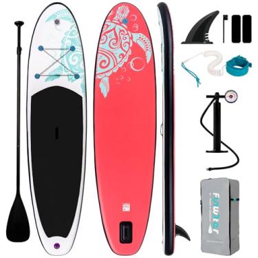Imagem de FunWater Prancha inflável de stand up paddle com deck de EVA antiderrapante para adultos e jovens
