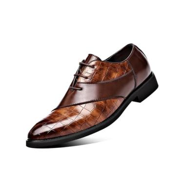 Imagem de Sapato social masculino moderno, formal, com cadarço, Oxford, moderno, casual, Derby, Marrom, 36 BR