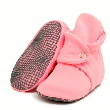 Imagem de Ella Bonna Botas de algodão orgânico, antiderrapantes, sola macia, sapatos de bebé, pantufas para bebés, meninos e meninas, ROSA, 0-6 Meses