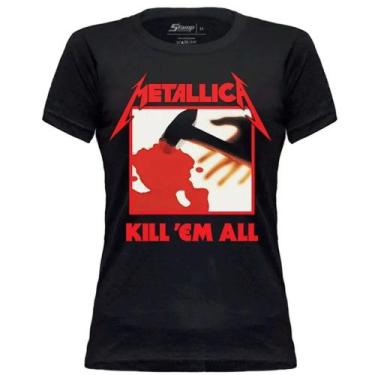 Imagem de Camiseta Feminina Baby Look Metallica Estampada Rock Banda  Stamp Algo