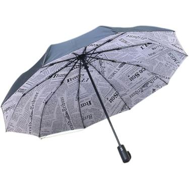 Imagem de Guarda-chuva Dupla Camada Widproof Guarda-chuvas Totalmente Automáticos Guarda-chuva Masculino Mulheres Três Dobrável Comercial Grande Durável Quadro Guarda-sol, Newspaper, A