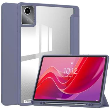 Imagem de YRH Capa para Lenovo Tab M11 de 11 polegadas com suporte para caneta, capa protetora de TPU macio de acrílico transparente transparente para tablet Lenovo M11 TB330FU, roxa