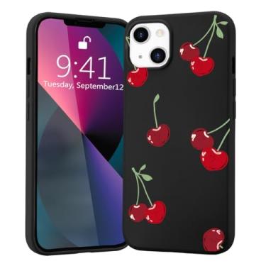 Imagem de CozyNestCY Capa fofa cereja vermelha para iPhone 14 Pro Max linda estampa kawaii capa de telefone de silicone macio capa protetora estética para mulheres meninas slim fit gel borracha anti-arranhões