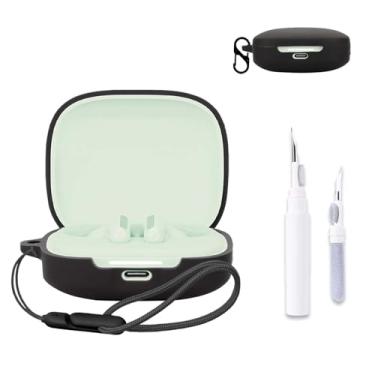 Imagem de Capa para XiaoMi Redmi Buds 7S, capa protetora para fone de ouvido NOUKAJU (com mosquetão + cordão + caneta de limpeza) à prova de quedas, arranhões, à prova de choque, capa para Redmi Buds 7S (preto)