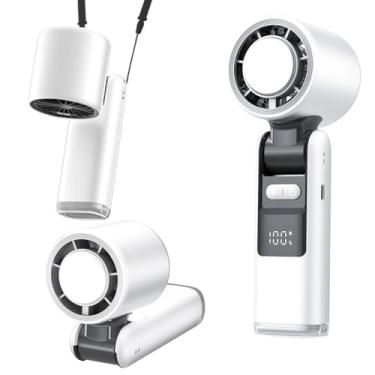 Imagem de HOERCAAL Ventilador portátil portátil, mini ventiladores ajustáveis de resfriamento (1-100), ajustável de 180°, ventilador pessoal recarregável com bateria de 4000 mAh, exibe eletricidade em tempo