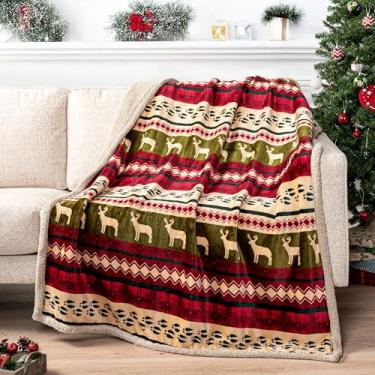 Imagem de ( 130cm x 180cm , Red) - Holiday Premium Plush Sherpa Throw Blanket by Pavilia Soft, Warm, Cosy, Lightweight Microfiber Idea For Holidays 50" x 70" (Red)