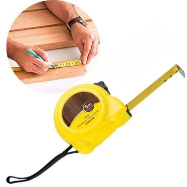 Imagem de Régua 5m Retrátil Aço Inox Trava Profissional - ATENA