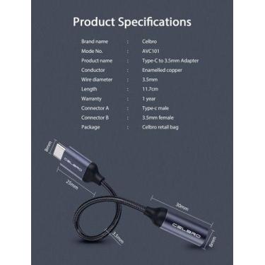 Imagem de Cabo Adaptador Tipo C x P2 Fone de Ouvido Samsung Celular - MBR, Cinza