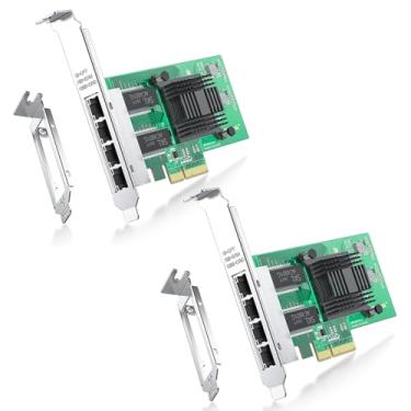 Imagem de Placa de rede Gigabit de 4 portas para Intel I350-T4 com perfil baixo, placa adaptador de rede Gigabit Ethernet com controlador Intel I350-AM4, compatível com Windows/XP/Linux/VMware ESX, portas Quad
