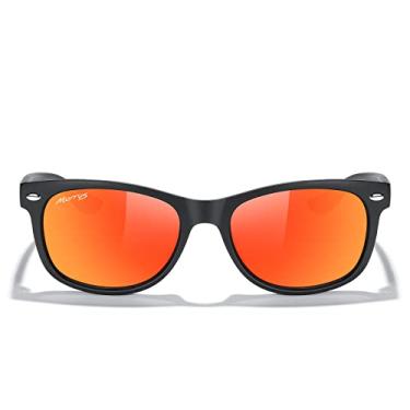 Imagem de MERRY'S Óculos de sol para meninas olho de gato para crianças óculos de sol polarizados S7001, Moldura preta fosca/lentes espelhadas vermelhas, Lens width: 48 millimeters