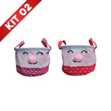 Imagem de Cesto organizador infantil dobravel feltro linho de Guardar Roupas Bri