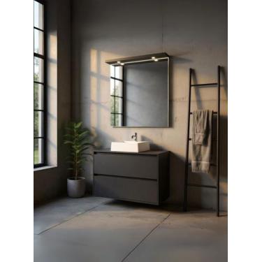 Imagem de Gabinete para Banheiro com Cuba e Espelheira com Led 80cm Mdf Grafite 