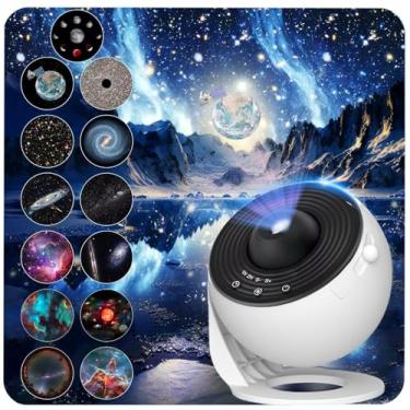 Imagem de Projetor Galaxy para quarto, lente HD Star atualizada, projetor planetário estrela 13 em 1 com sistema solar e constelação – rotação de 360° com temporizador, botão ajustável, decoração de quarto de