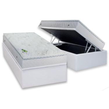 Imagem de Cama Box Baú Solteiro: Colchão Molas  Ensacadas Luckspuma Maxi Dream + Base CRC Courano White (88x188)