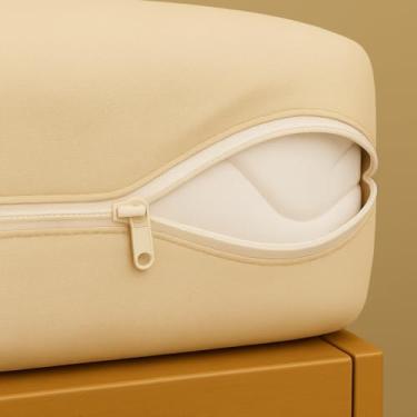 Imagem de Capa de Colchão Queen em Malha com Zíper – Tecido Gel Confortável e Elástico 30 cm (Bege)