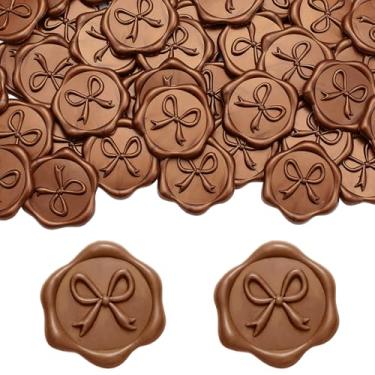 Imagem de MotiMind 100 adesivos de selo de cera de laço, adesivos de selo de envelope de convite de casamento, decalques de carimbo autoadesivos 3D para convite, chá de bebê, cartões de felicitações, embrulho