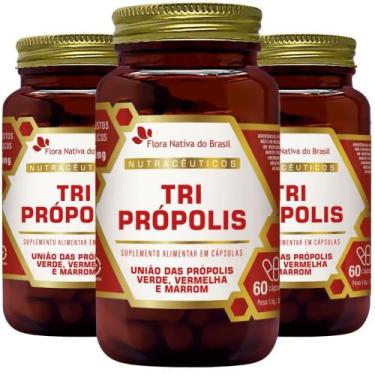 Imagem de KIT 3X Tri Própolis ( Própolis Vermelha, Verde e Marrom) 60 Cápsulas -