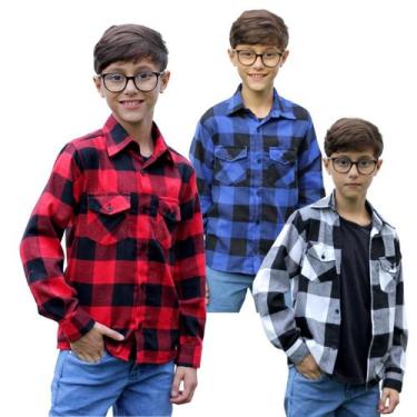 Imagem de Kit 3 Camisa Flanela Infantil Cowboy Xadrez- 1 Ao 16. - Maximus, Sorti