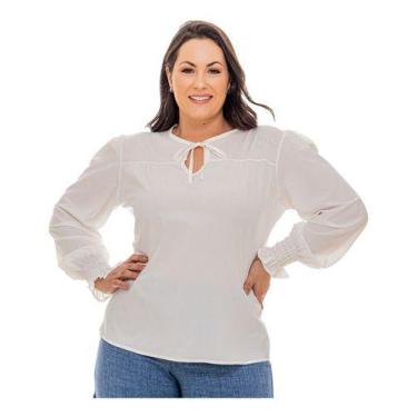 Imagem de Blusa Feminina Plus Size Camisa Social Exclusivas Manga Longa Elegante