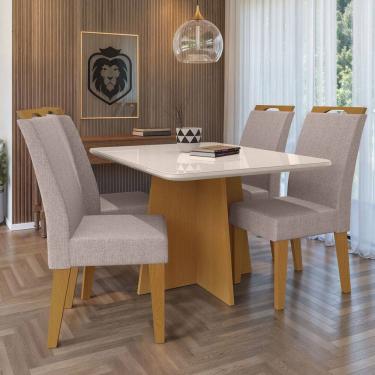 Imagem de Mesa de Jantar 4 Lugares Evora com Vidro Natural/Bege - Art Panta