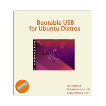 Imagem de EZITSOL USB para Ubuntu 24.04 e 22.04 64 bits, Lubuntu 18.04 32bit | Unidade flash USB Linux inicializável 3 em 1, unidade de salto, pendrive, pen drive