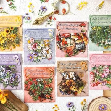 Imagem de Kit de adesivos de mini flores para scrapbook com 320 peças, flores fofas, transparentes, à prova d'água, conjunto de adesivos para lixo, diário, garrafas de água, telefone, laptop, decalques para