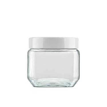 Imagem de Pote de Vidro Quadrado 800ml Branco Invicta