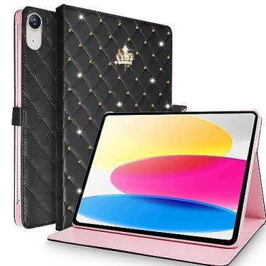 Imagem de Changjia Capa para iPad 10ª geração de 10 polegadas 2022, capa à prova de choque para Apple iPad 10ª geração 2022 com strass de diamante e strass para Apple iPad 10th (preta)