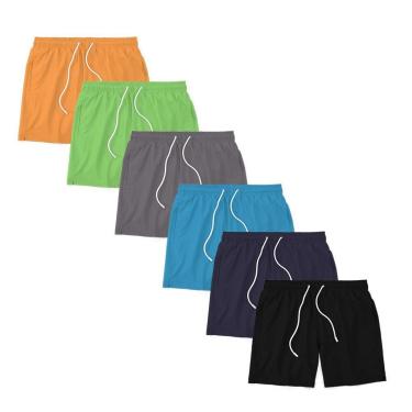Imagem de Kit 6 Shorts Masculino Liso Básico Bermuda Tactel Água Praia Treino Academia Corrida-Masculino