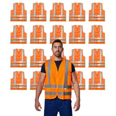 Imagem de Kit 20 Colete Blusão de Poliéster Liso Uniforme Trabalho Construção Li