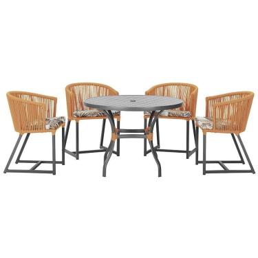 Imagem de Mesa Com 4 Cadeiras E Noronha Estofado 6 Trama autêntico Terra Cota