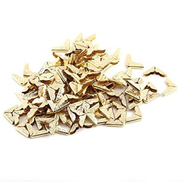 Imagem de GLOGLOW 100pcs Metal Livro Canto Protetores Retro Vintage Decorativa Borda Capa Guarda para Scrapbook Photo Album Notebook Menu Arquivo Pasta Com Fine Esculpida Superfície