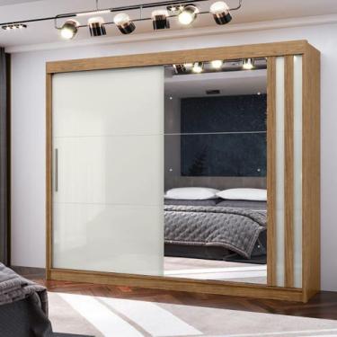 Imagem de Guarda Roupa Casal Roupeiro com Espelho 2 Portas Deslizantes - Mx Móve