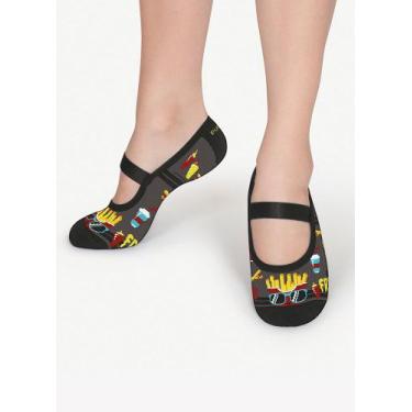 Imagem de Meia Sapatilha Puket Menino Antiderrapante Fast Food Mescla Escuro 23 