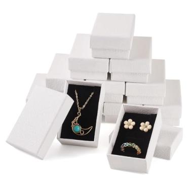 Imagem de Craftdady 12 caixas de presente de joias para anéis brancos de Natal, caixas de brincos de 8 x 5 x 3,3 cm, caixa de armazenamento pequena, caixa de armazenamento de papelão, caixa de joias de papel